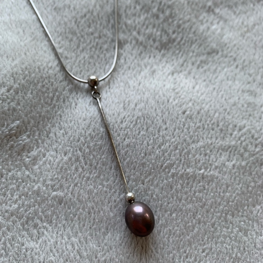 Sterling Silver and Black Pearl Necklace